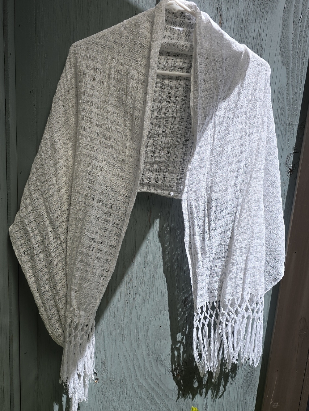 Lightweight White Fringe Shawl Wrap